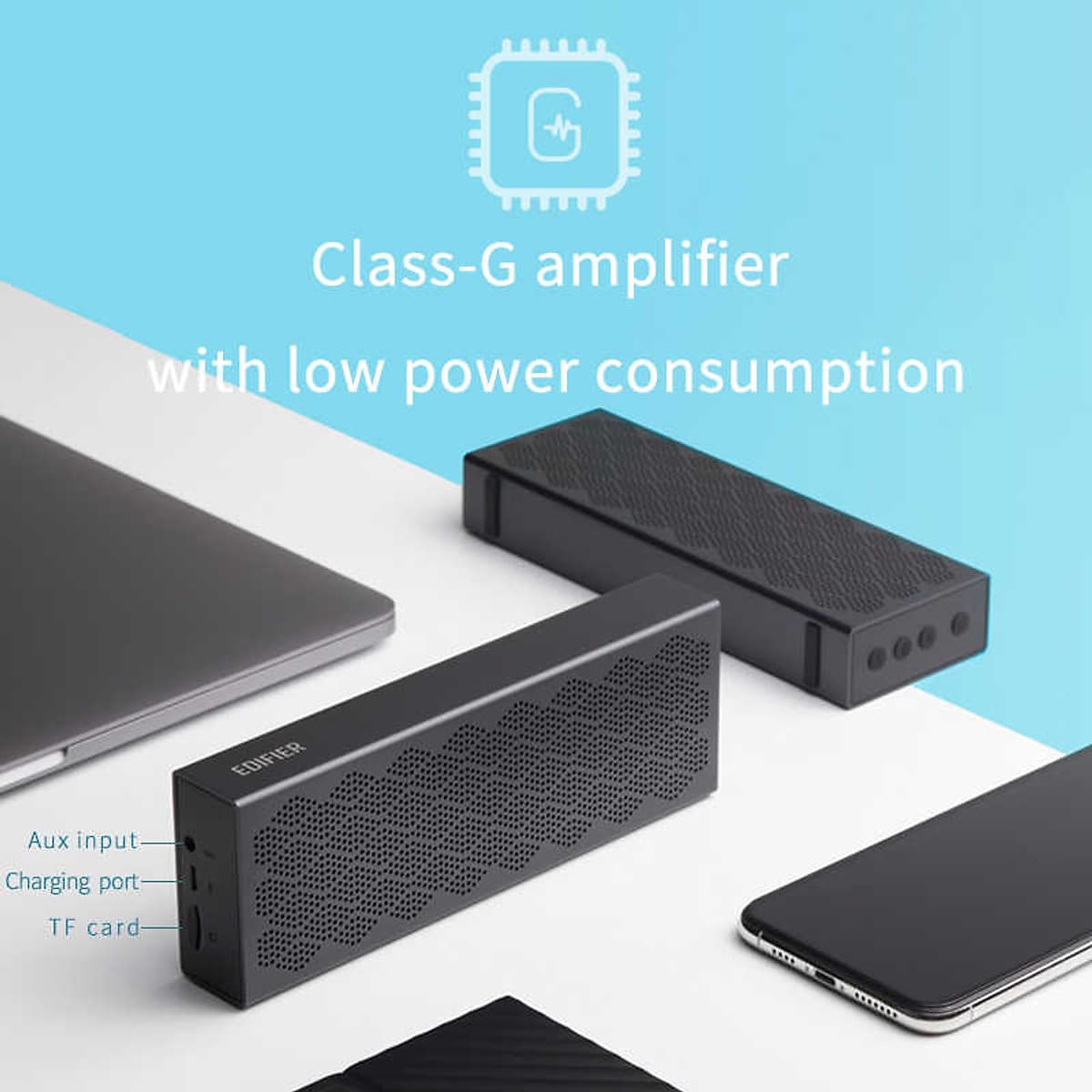 Loa Bluetooth 5.0 EDIFIER MP120 Hỗ Trợ Thẻ TF AUX Đầu Vào Công Nghệ CNC Đôi Loa Toàn Dải Công Suất Tổng 8W Dải Âm Trầm Mạnh Mẽ Pin 2.200 mAh Lên Đến 19H Phát Lại