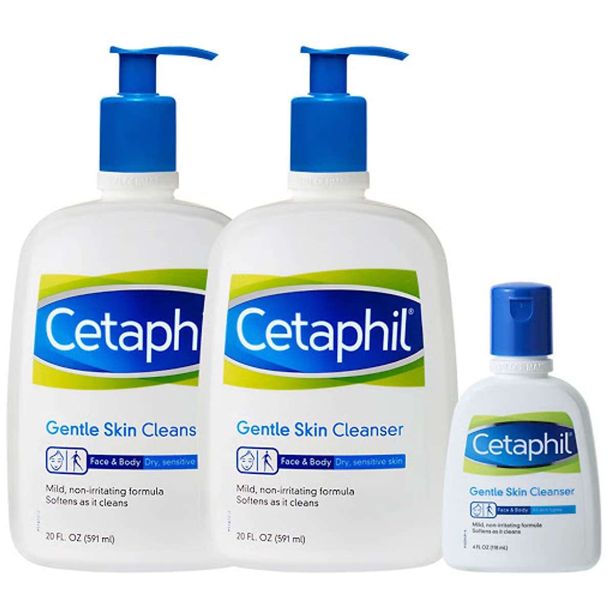 Bộ sữa rửa mặt Cetaphil Gentle Skin Cleanser (2 chai 591ml và 1 chai 118ml) - Nhập khẩu Mỹ