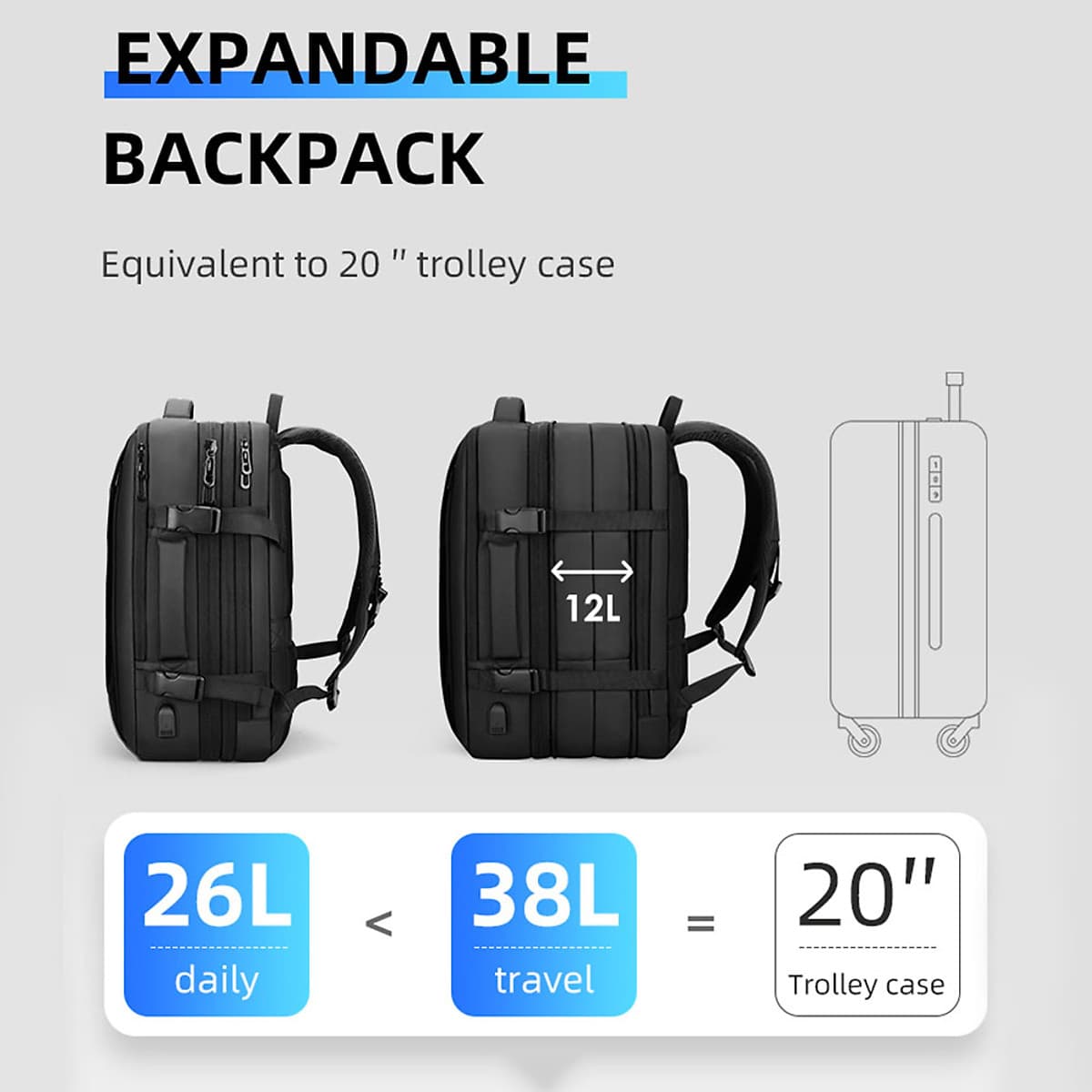 Ba Lô Chống Trộm Chống Nước Đa Chức Năng Công Tác Du Lịch Dung Lượng Lớn MARK RYDEN MR9299_YY00 36 - 55L