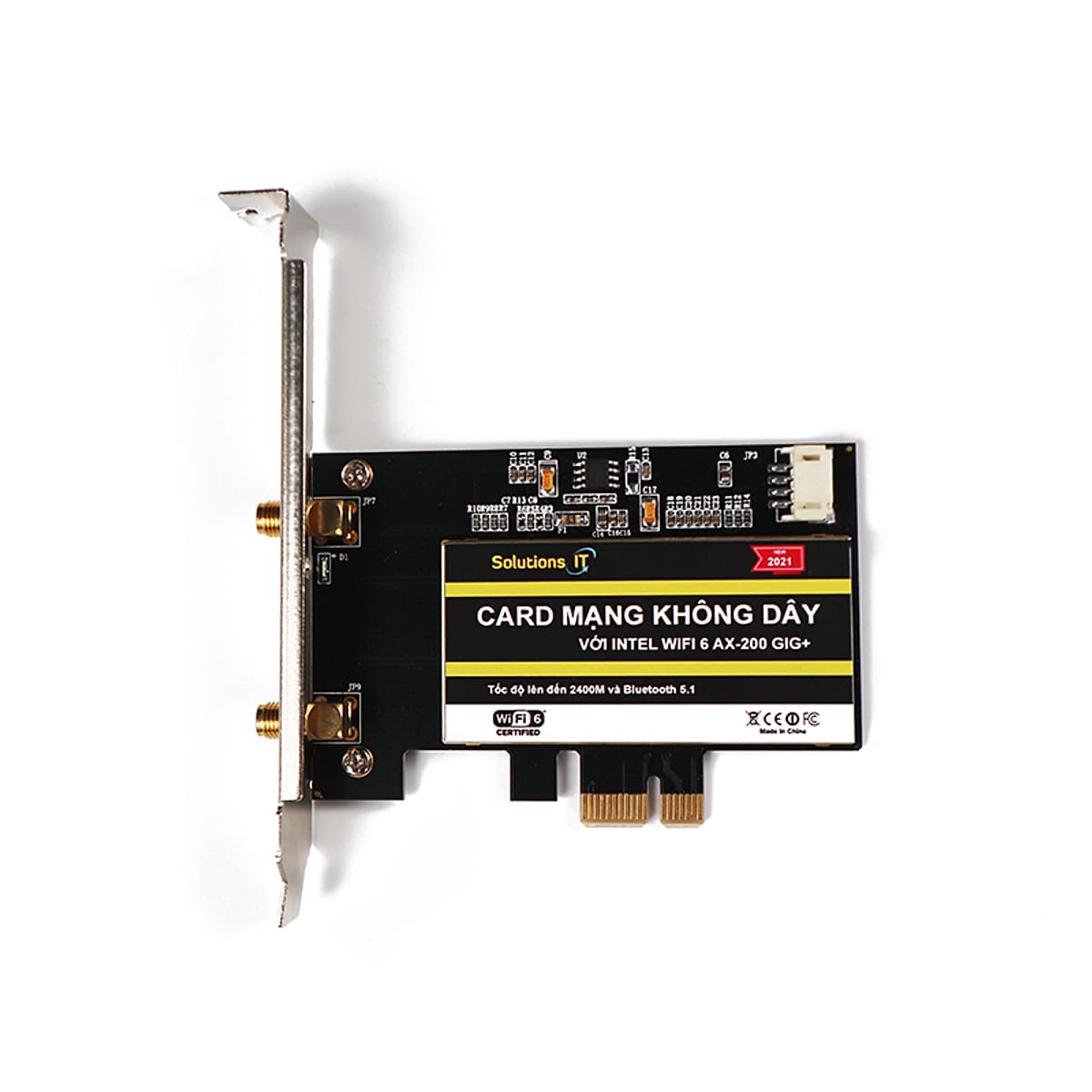 Card WIFI PC WIFI-6 AX200 GIG+ tích hợp Bluetooth 5.1 tốc độ 2400M cho máy bàn dùng chip Intel WIFI-6 AX200