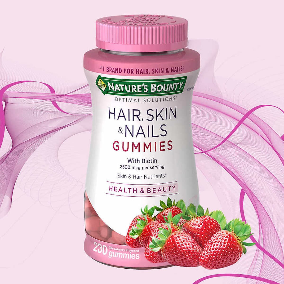Kẹo dẻo bổ sung biotin đẹp da, tóc, móng Nature's Bounty Hair, Skin & Nails Gummies 230 Viên (Vị dâu) - Nhập khẩu Mỹ
