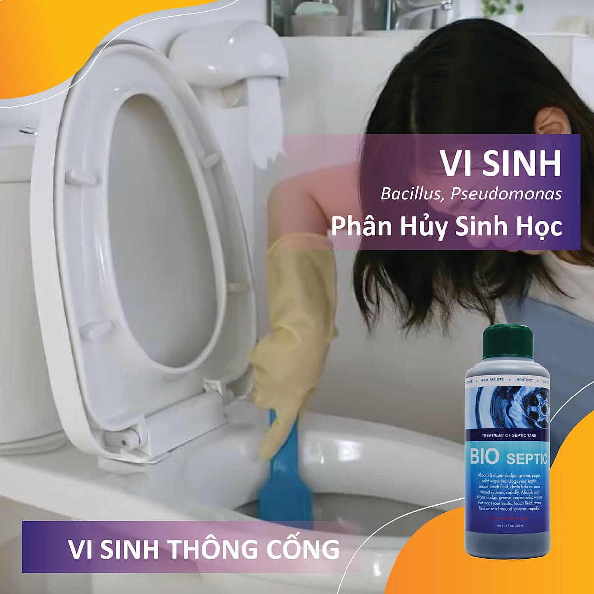 Vi sinh thông cống, xử lý hầm cầu, bể phốt, tự hoại BIO - SEPTIC - Chai 350ml
