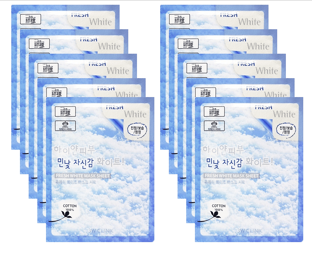 Combo 10 Túi Mặt nạ giấy - Mặt nạ dưỡng da hoa Tuyết 3W Clinic Hàn Quốc 23mlx10