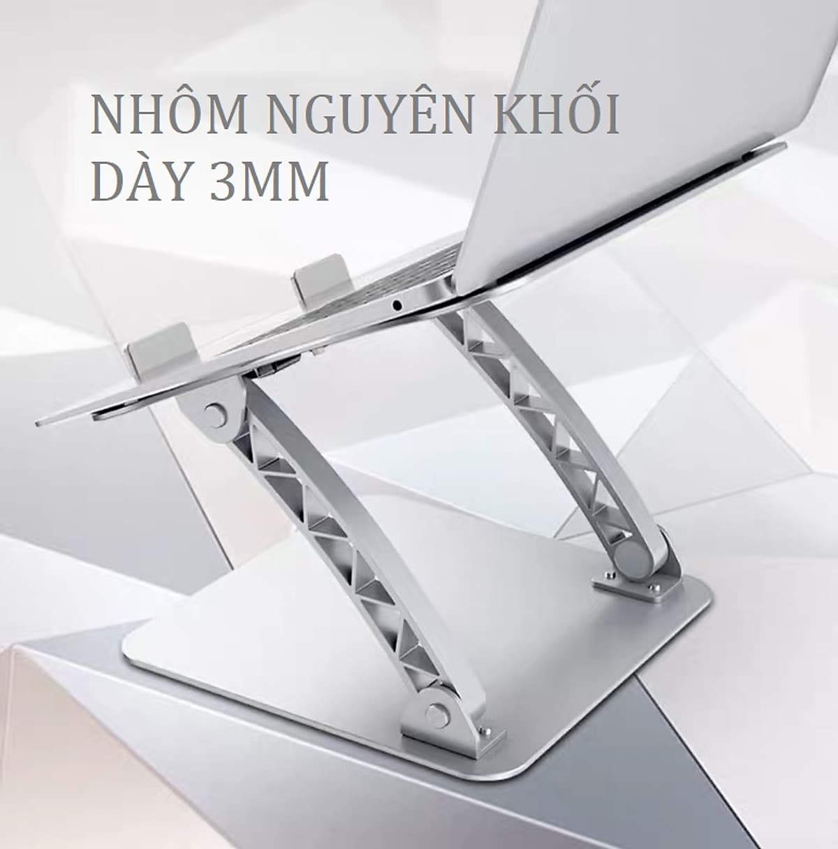 Giá đỡ để laptop nhôm nguyên khối có thể chính độ cao, góc nghiêng cho máy tính xách tay iPad Surface Macbook