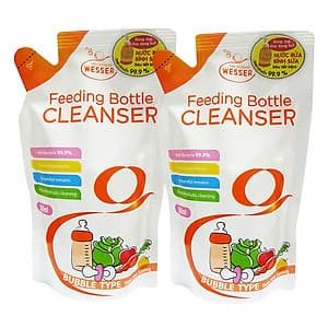 Bộ 2 Gói Nước Rửa Bình Sữa Wesser (500ml x 2)