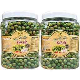 1KG ĐẬU HÀ LAN SẤY GIÒN TỎI ỚT HIỆU TÂN LỘC PHÁT - 2 HŨ