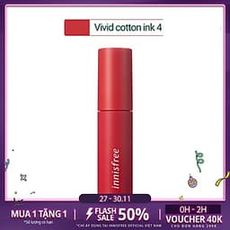 Son Tint Lì Mềm Mượt Innisfree Vivid Cotton Ink 4g