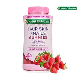 Kẹo dẻo bổ sung biotin đẹp da, tóc, móng Nature's Bounty Hair, Skin & Nails Gummies 230 Viên (Vị dâu) - Nhập khẩu Mỹ