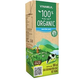 Thùng 48 Hộp Sữa Tươi Tiệt Trùng Vinamilk 100% Organic Không Đường (180ml)