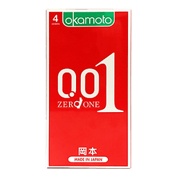 Bao cao su Okamoto 0.01 Hydro Polyurethane (PU). Bao cao su Nhật Bản siêu mỏng chỉ 0.01mm bằng 1/6 độ dày sợi tóc, cho cảm nhận truyền nhiệt nhanh (Hộp 4 Cái)