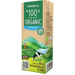 Thùng 48 Hộp Sữa Tươi Tiệt Trùng Vinamilk 100% Organic Không Đường (180ml)