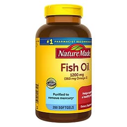 Thực phẩm bổ sung: Dầu cá Nature Made Fish Oil 1200mg, 360mg Omega-3, 200 Viên (Mẫu mới) - Nhập khẩu Mỹ