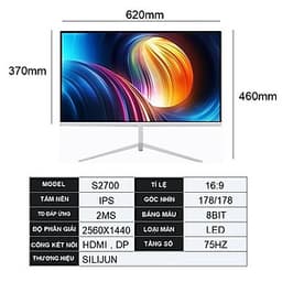 Màn Hình Máy Tính 27 inch QHD 2K (2560 x 1440) 75hz SiliJun S2700 - Hàng nhập khẩu
