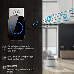 Chuông cửa không dây thông minh Horizen 1 nút bấm 2 chuông báo, chống nước khoảng cách sử dụng trong 300M - Horizen CH-02