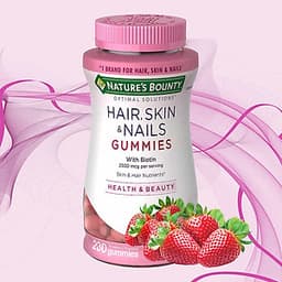 Kẹo dẻo bổ sung biotin đẹp da, tóc, móng Nature's Bounty Hair, Skin & Nails Gummies 230 Viên (Vị dâu) - Nhập khẩu Mỹ