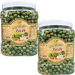 1KG ĐẬU HÀ LAN SẤY GIÒN TỎI ỚT HIỆU TÂN LỘC PHÁT - 2 HŨ